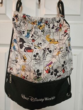 Disney Mickey Comic Panel Drawstring Backpack - Black, White, Yellow, Red, Blue